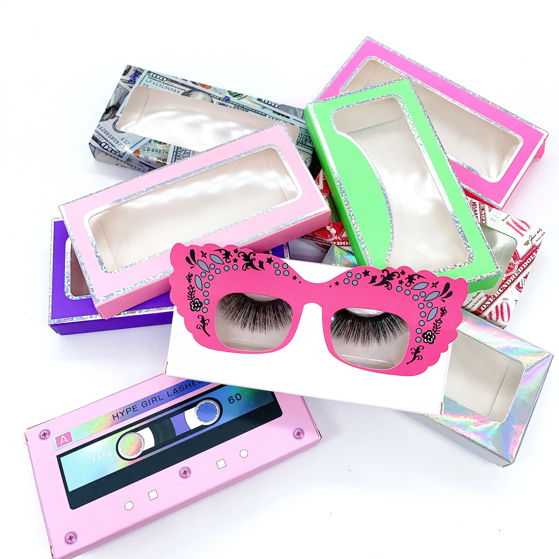 

2021 new arrivals clear band with custom packaging wholesale mink eyelash, Black color