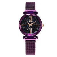 

2019 fashion women's starry sky watch magnet strap purple quartz female wristwatch