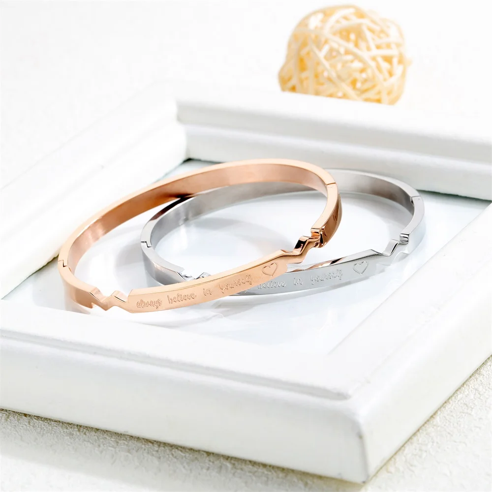 

HPXmas 2021 fashion rose gold bangle steel bangle elegant simple design original for couple wedding gift party wholesale, Picture shows