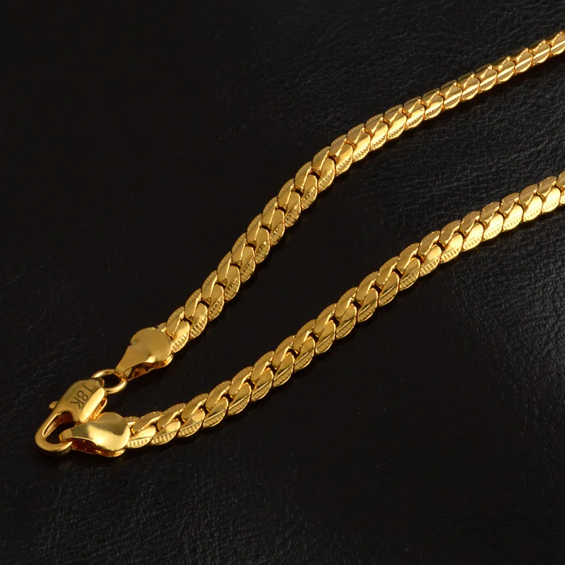 

18K Yellow gold filled chain necklace for men and women, As pic