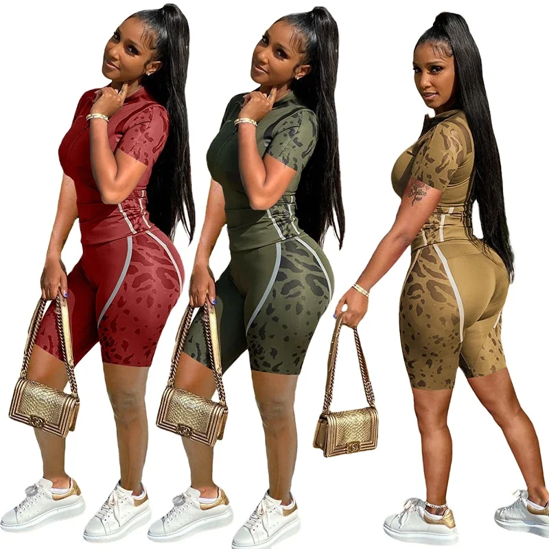

Female sweatsuits women clothing woman sweat short camouflage 2 piece set women biker short set, Picture color