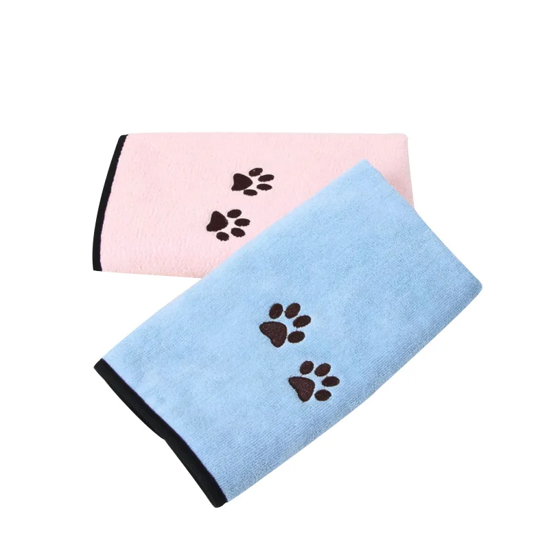 

For Small And Medium Sized Pets Super Soft Dense Fiber Super Absorbent Pet Bath Towels Pet Dog Quick Drying Towels, Light blue/ light red