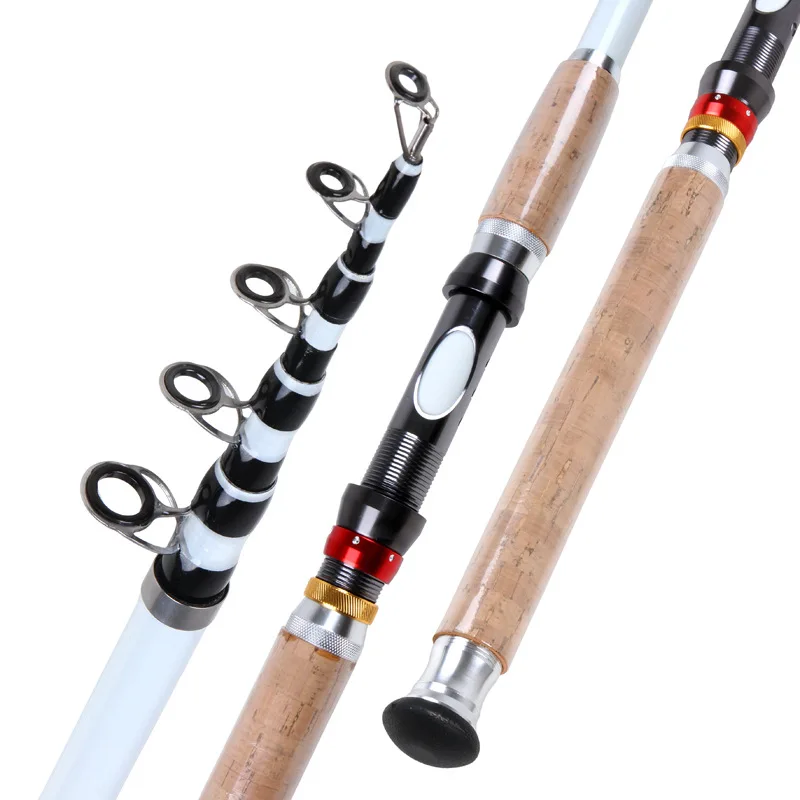 

Amazon hot sale 2.1M-3.6M portable cork handle telescopic rod carbon fiber spinning sea fishing rod pole