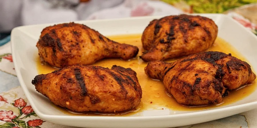 Family enjoying harissa grilled chicken together