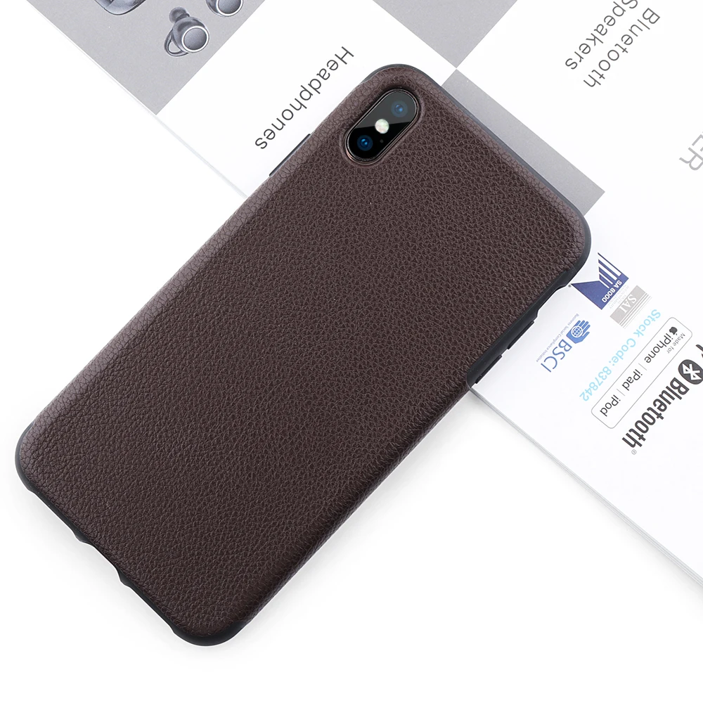 

Leather tpu phone case for iphone x litchi soft mobile back cover