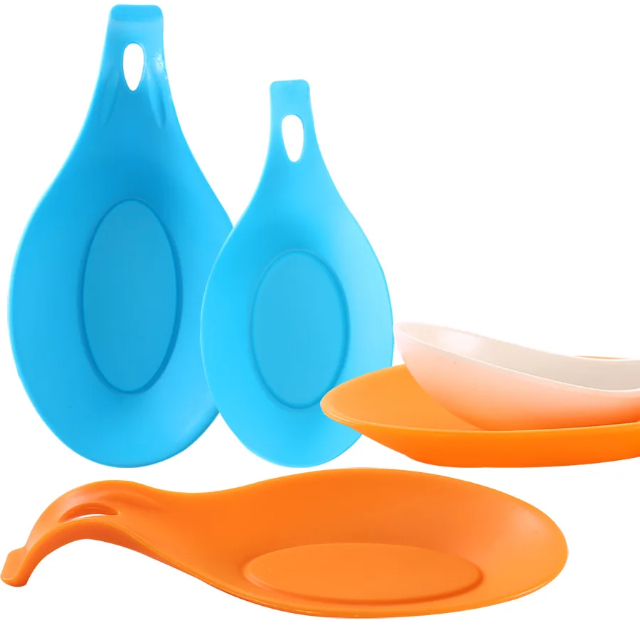 

Silicone Ladle Holder Large Almond Shape Heat Resistant Flexible Kitchen Utensil Soup Spoon Rest, Red,orange,blue,green