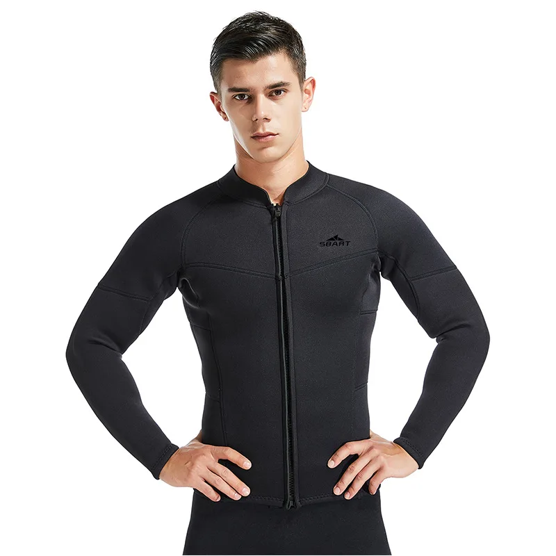 

Custom Black 3MM Neoprene Wetsuit Jacket OEM Long Sleeve Dive Suit Wetsuit Top Men