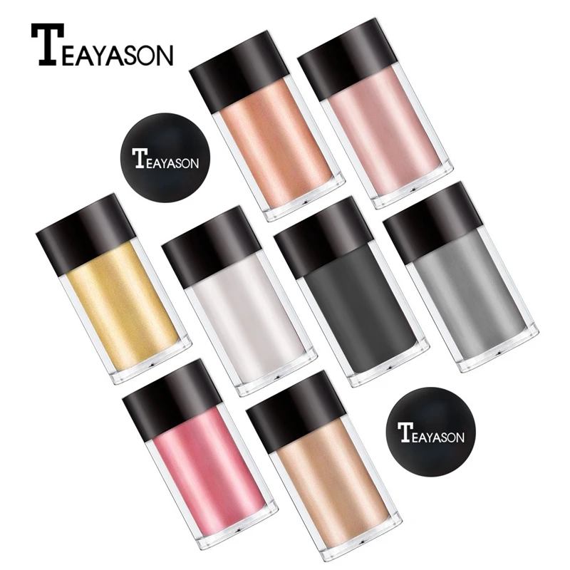 

Black Shimmer Eye Shadow Pigment Highlighter Glitter Eyeshadow Eyes Makeup WaterproofTEAYASON 8Pcs Earth Color Eyeshadow Powder