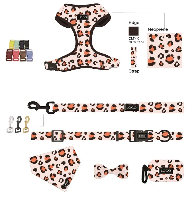 

Amazon top seller 2021 designer pets dog collars and leash off white dog harness set customized logo, Customized color