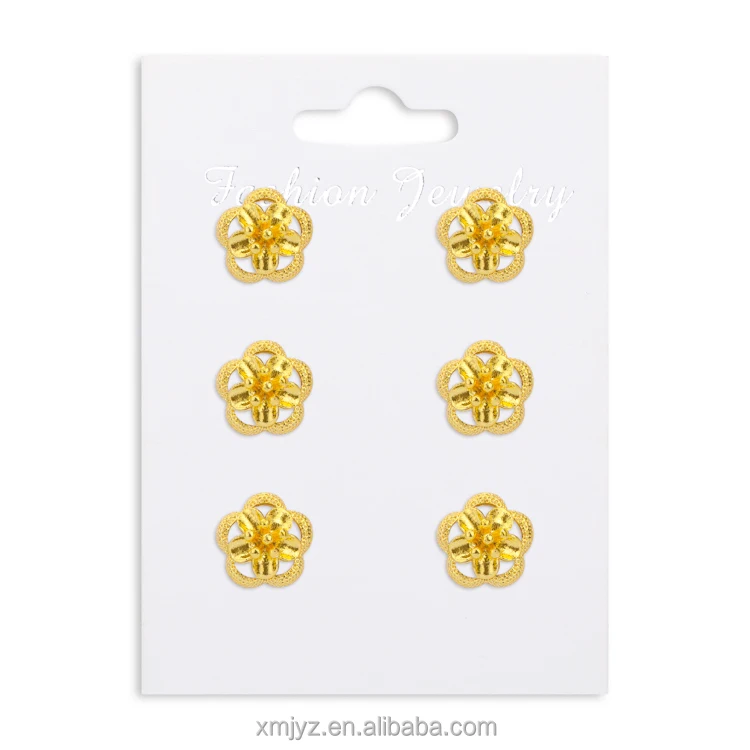 

European And American Fashion High-End Personality Temperament Wild Brass Gold-Plated Flowers Simple Daily Earrings Women