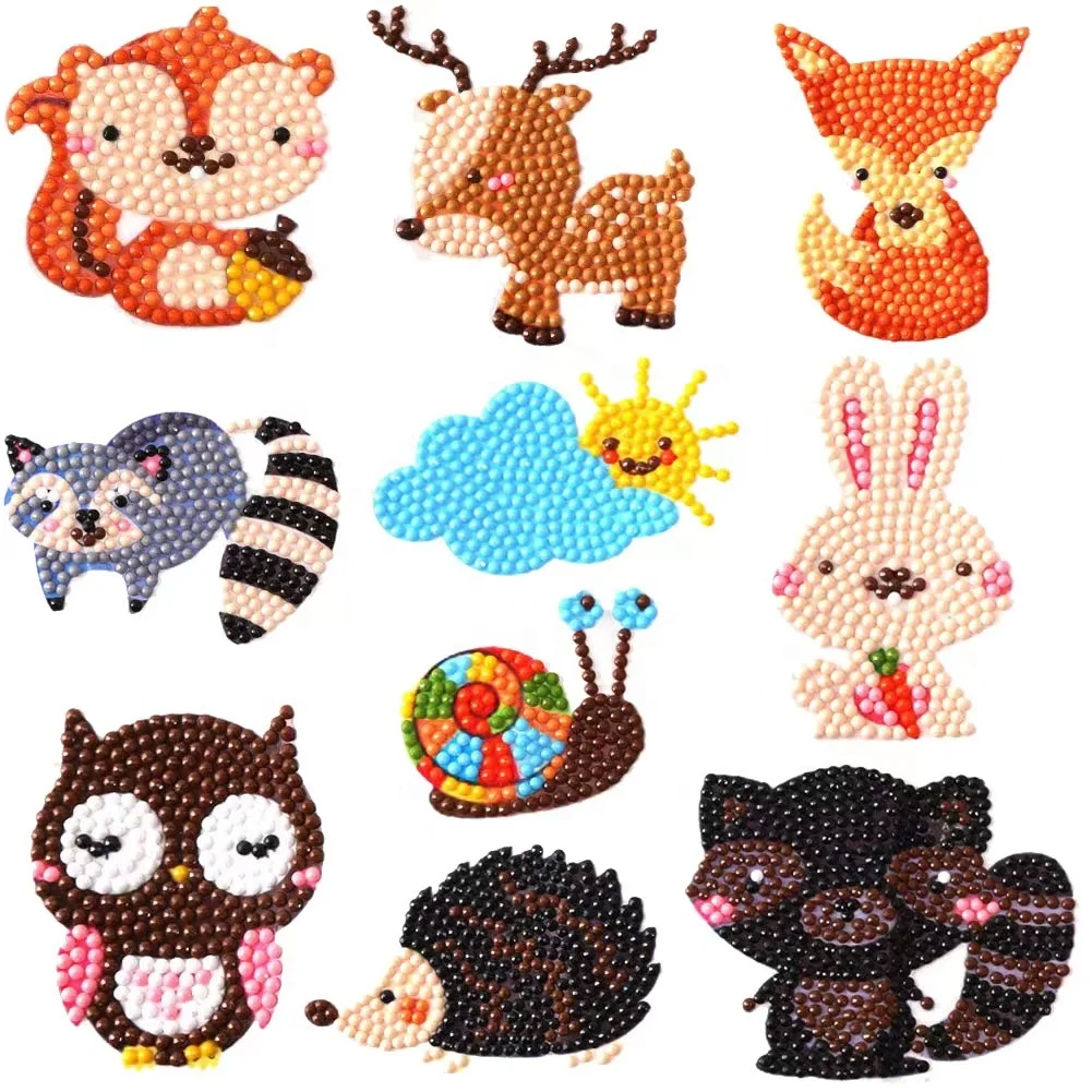 

Hot Sale 5D DIY Cartoon Animals Diamond Painting Kits Sticker For Kids By Handmade