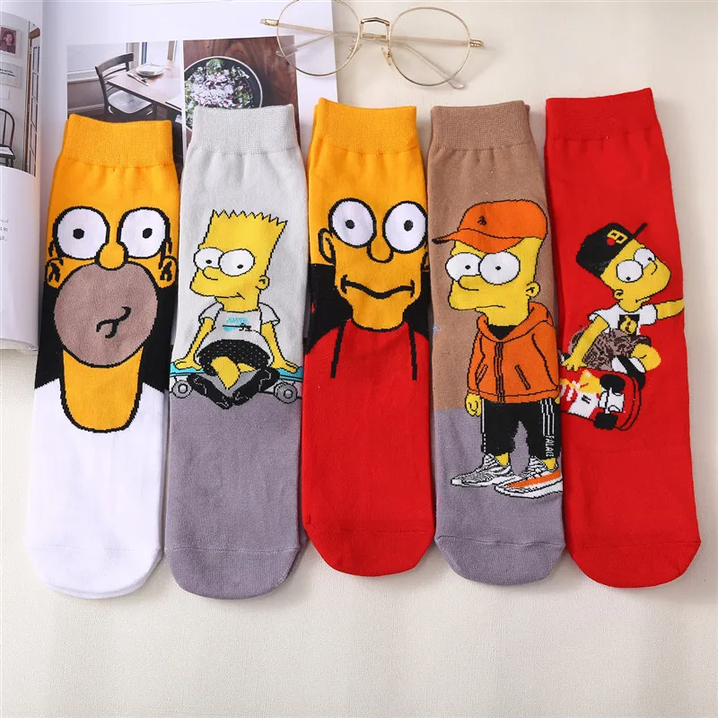 

Custom logo crew cartoon cute socks simpson winter cotton customized socks in bulk