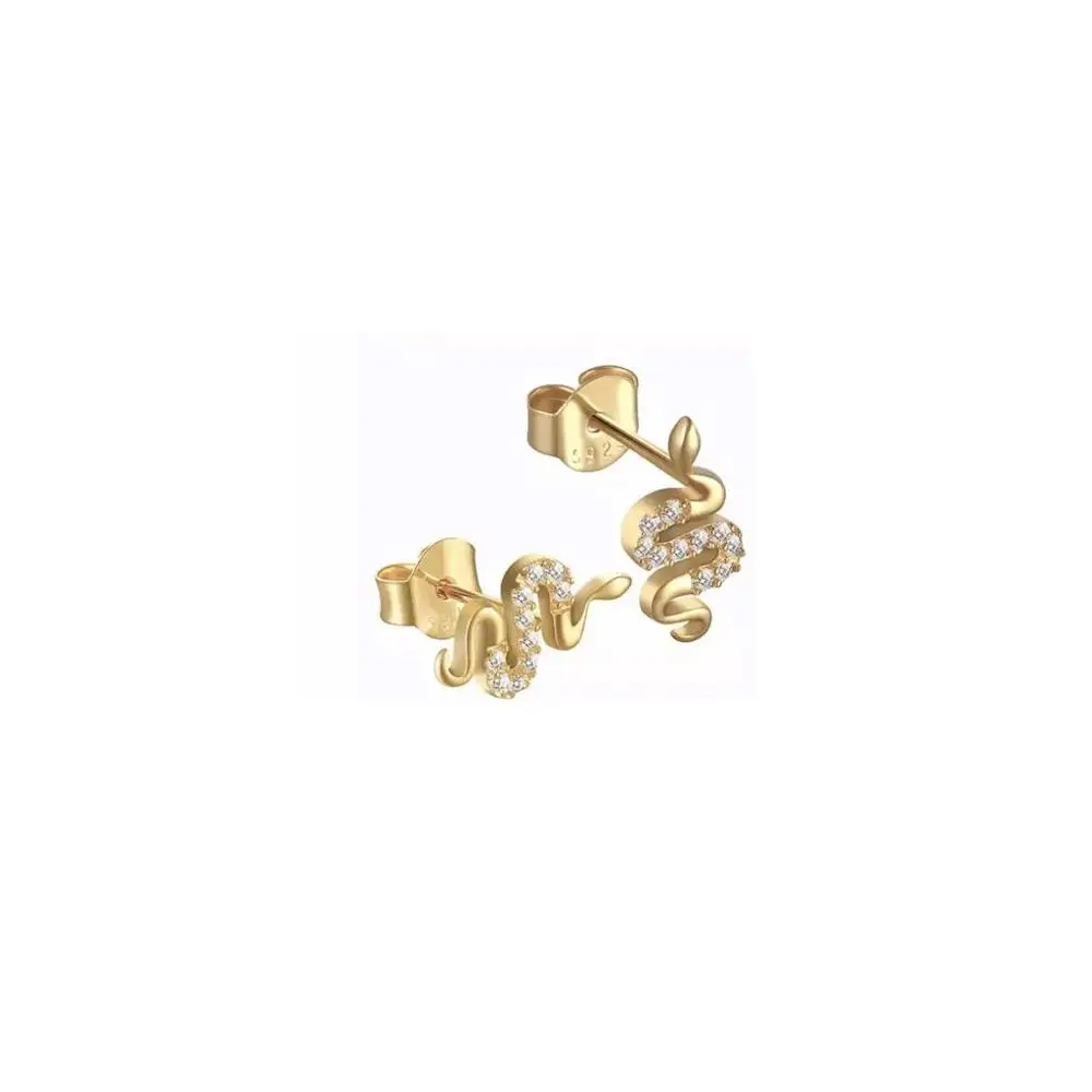 

vermeil the second stud 925 sterling silver minimal snake stud earring, Picture