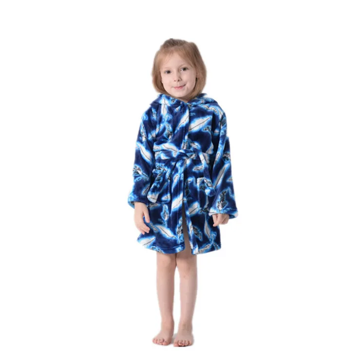 

Unisex Children's Flannel Unicorn Bathrobes Soft Unicorn Hooded Sleepwear pjs