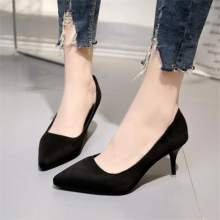 

Spring And Autumn New Korean Pointed High Heel Shoes Temperament Fine heeled Single Shoes Women's Professional Work Shoes