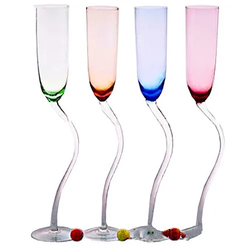 Handmade Colored Stem Champagne Flutes Manufacturer Buy Colored Stem