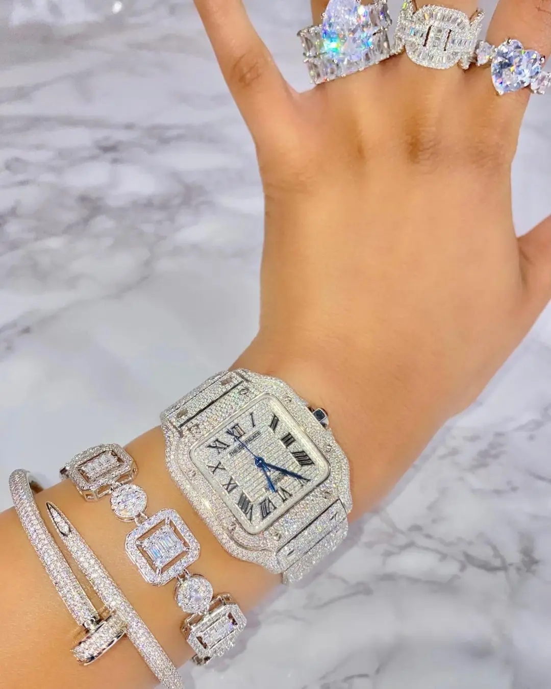 

2021 Hot sale rock rap hip hop luxury full diamond iced out rectangle cz chain for women, Gold silver