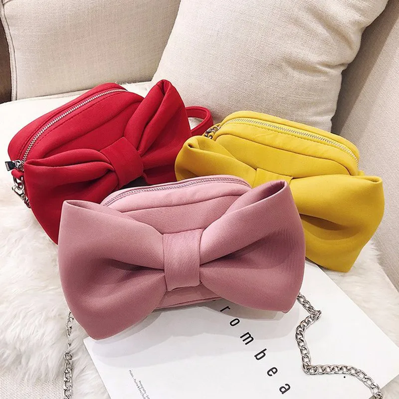 

Unique design cartoon big bow mini girl bags shoulder chain sling hand bags women purse 2021 handbags luxury ladies, 4colors