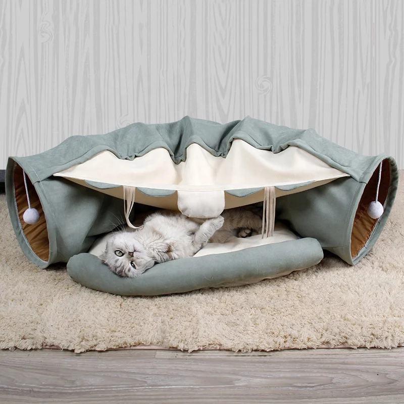 

Luxury folding cat bed house multifunctional toy tunnel for pet