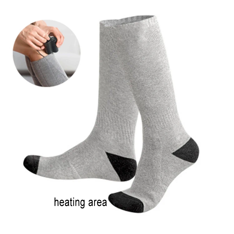 

Hot-sale Mans Long Socks 3.7v 2200ma Rechargeable Battery Powered Heated Socks For Winter Christmas Gift, Black, grey