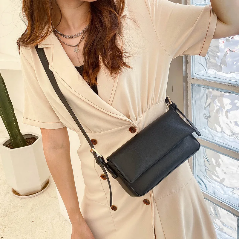 

Custom made solid color pu leather women sling handbags ladeis shoulder crossbody baguette bag, 4 colors