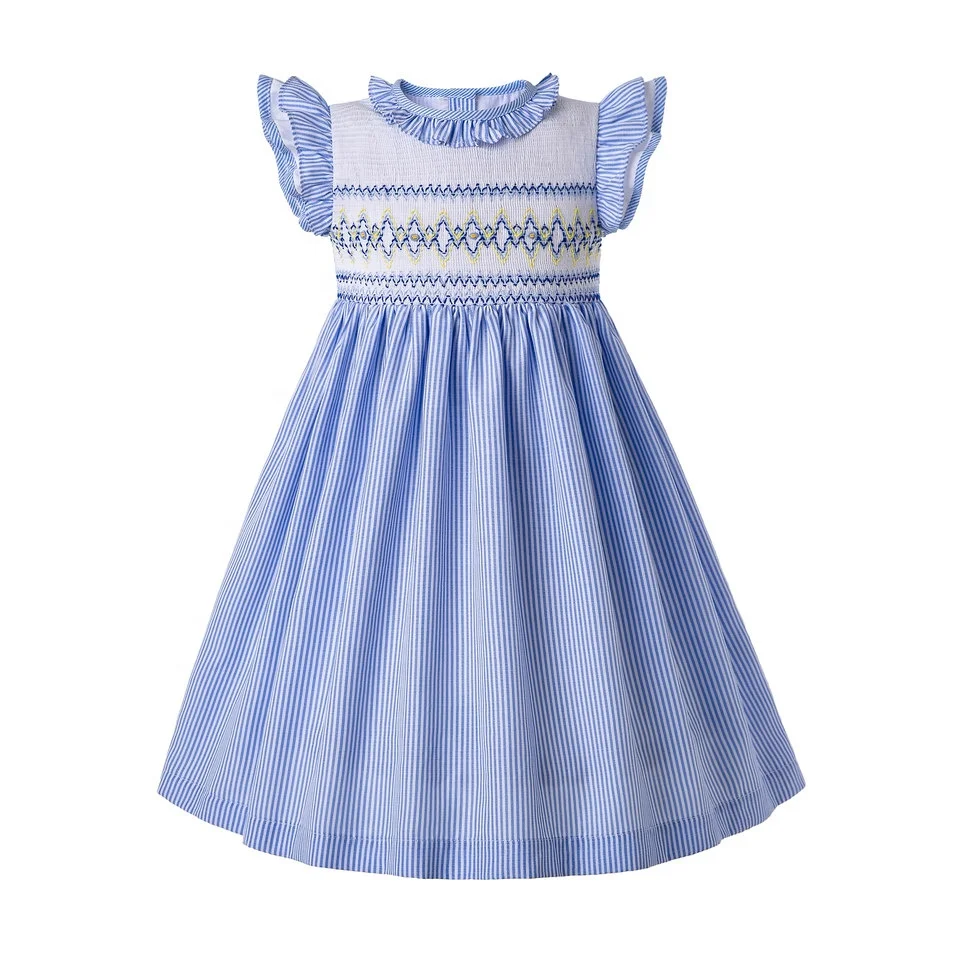 

Pettigirl Baby Blue Smocked Dress With Doll Collar Infants Boutique Kids Clothing