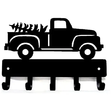 

YinfaVintage Pickup Truck & Tree - Key Rack Hanger - 9 Inch Wide Metal Wall Art TY2100