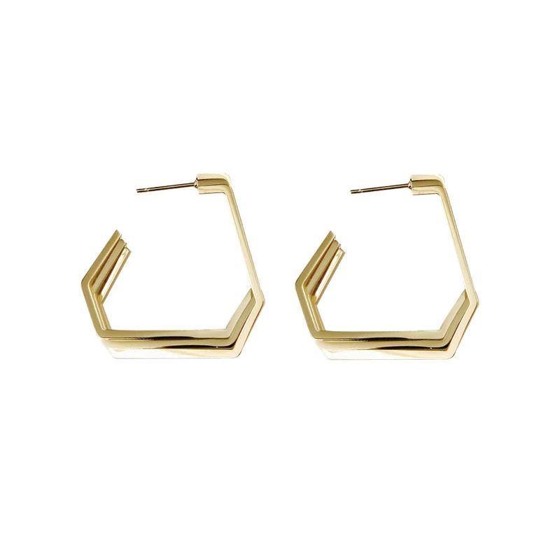 

Gold Geometric Metal Women's Exaggerated Atmosphere Hoop Earring Jewelry Fashion Earrings Trend 2021, Silver,gold and rose gold