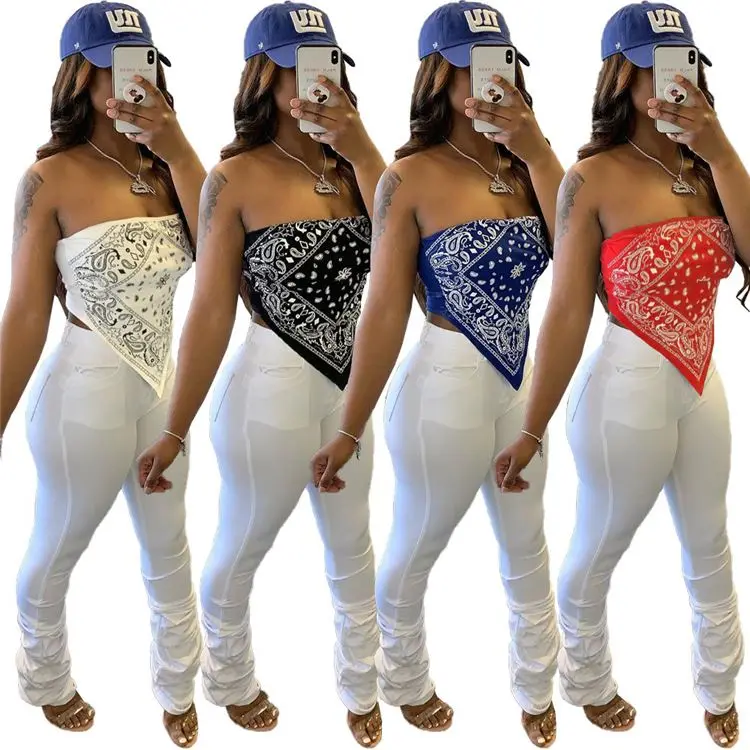 

W7124 Fashion Club Sexy Print Top Strapless Crop Top For Women Sexy Crop Top Women