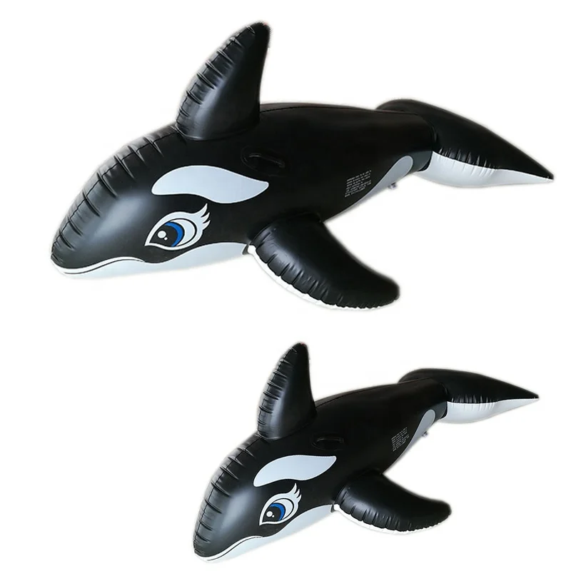 

Inflatable Black and White Killer Whale Pool Float Pool Rider with Handles 80inch