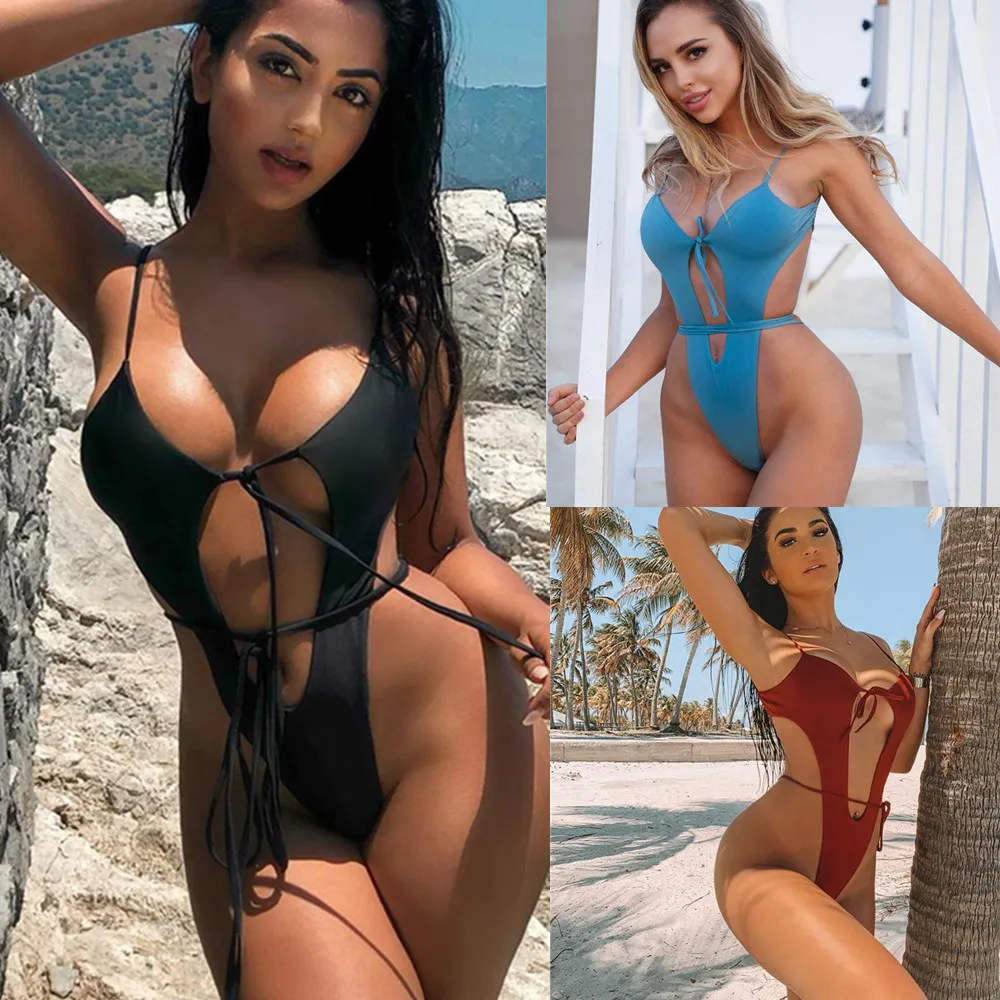 

2020 new sexy one piece swimsuit women mesh patchwork bathing suits