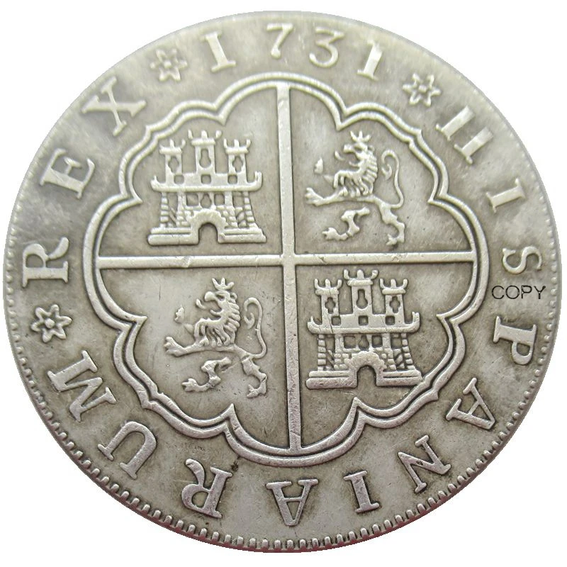 

Reproduction Euro Spain 8 Reales - Felipe V 1731 1733 Silver Plated Coins