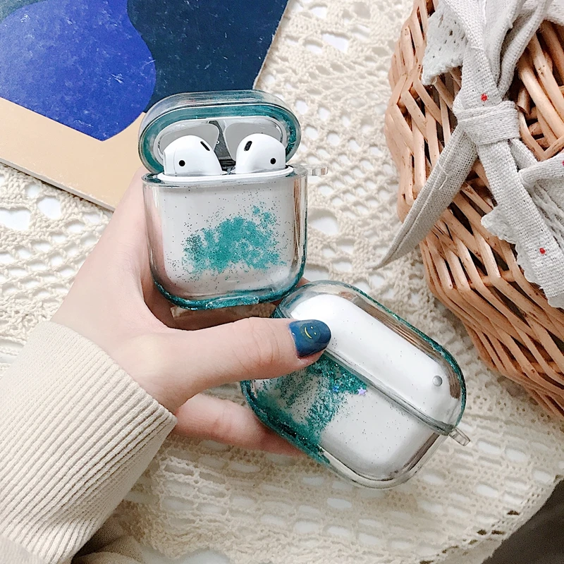 

Bling PC hard glitter liquid dynamic quicksand for airpod case for airpod pro case liquid for airpods glitter case