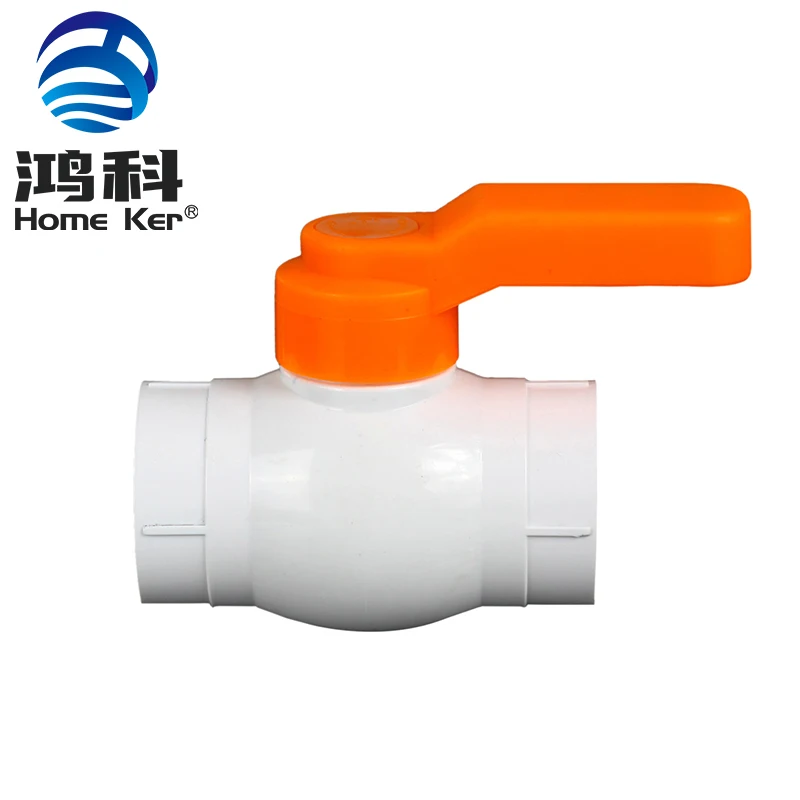 

China Hot Sell New Material Plastic High Quality Yellow Handle PVC Ball Valve, White