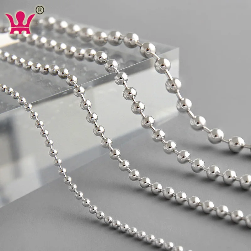 

WMST162 Good quality jewelry 2mm 3mm 4mm 5mm beads chain 925 sterling silver bracelet for women, Platinum