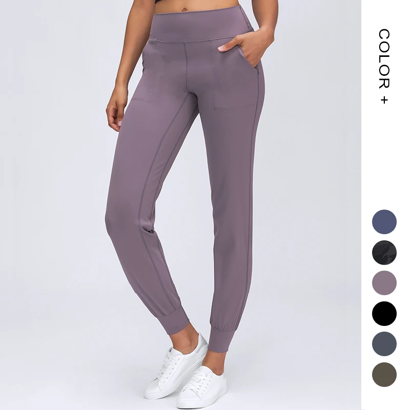 

New Style Skin Friendly Nude Straight Yoga Pants Women's Quick Drying Exercise Fitness Track Pants, Black/mauve ash/camouflage/purple/grey/green