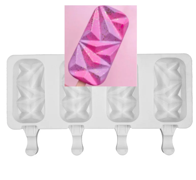 

Popsicle mold diamond heart second Silicone Ice Cream Mould Ice Cube Tray Popsicle Barrel Diy Mold Dessert Ice Cream Mold Sticks
