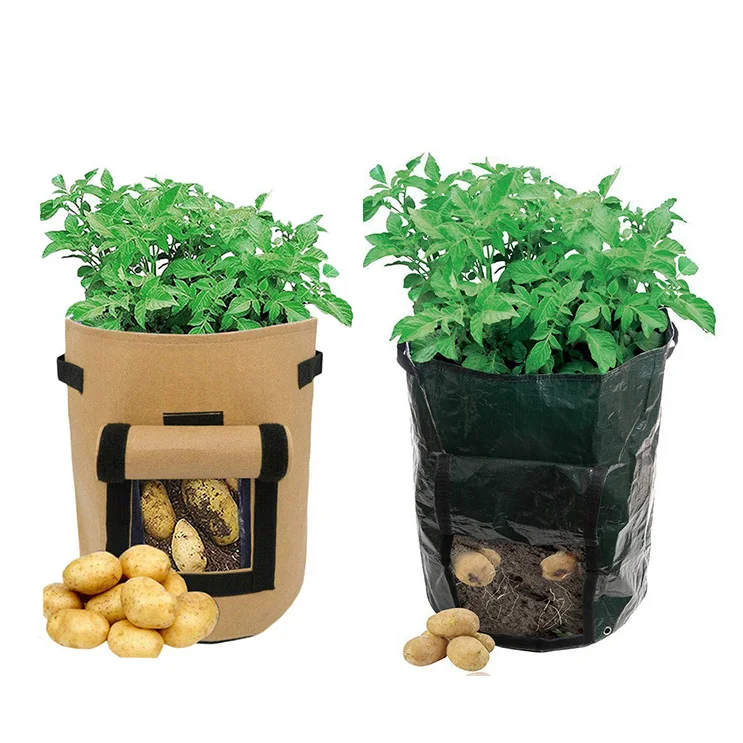

3 7 10 gallon 12L 25L 40L Wholesale Price Potato Grow Bags Garden PE or Felt Fabric Grow Pot Plant Grow Bag Potato Grow Bag, Customized color