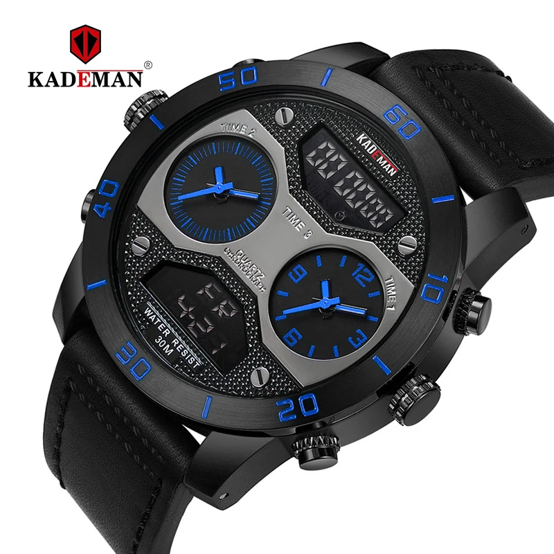 

KADEMAN K158 cheap price dual display mens watches led functional luminous analog and digital sport watches for men