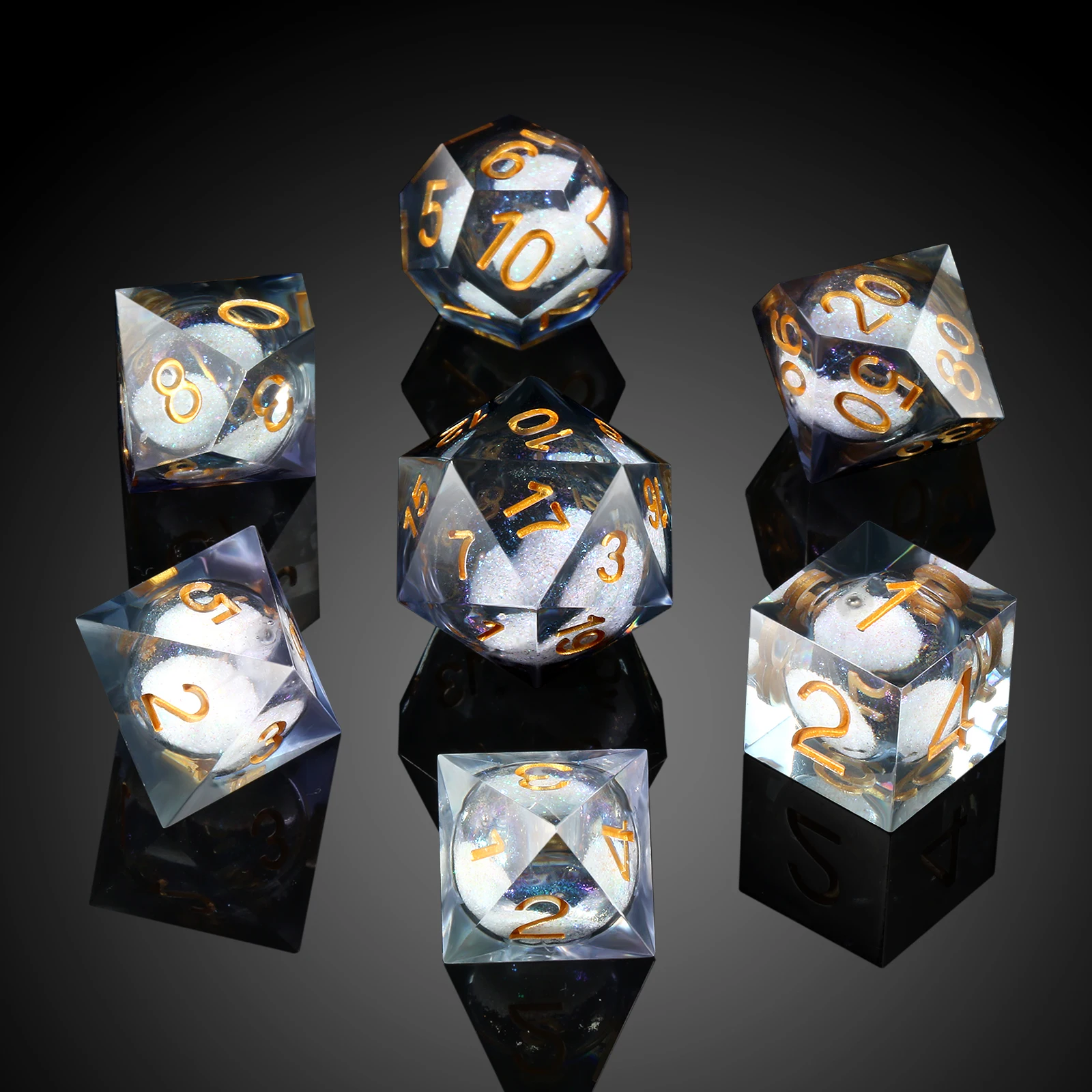 

DND Liquid Core Dice Set Resin Liquid Core Filled Sharp Edge D&D Dice with Gift Case for Dungeons and Dragon Dice Game