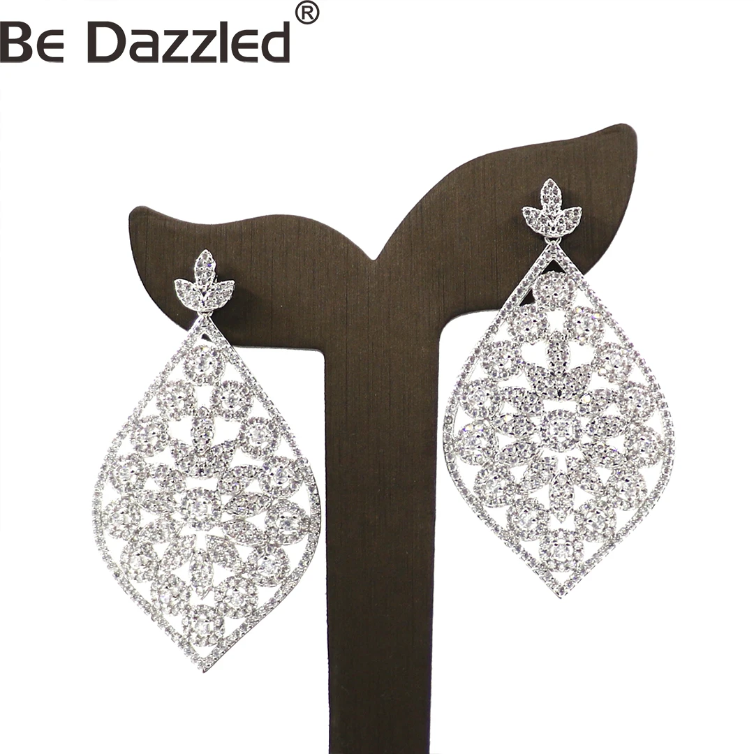 

BEDAZZLED Luxury zircon drop earrings for women 2020 big rhodium statement earrings large rhinestone earings Fashion Jewellery