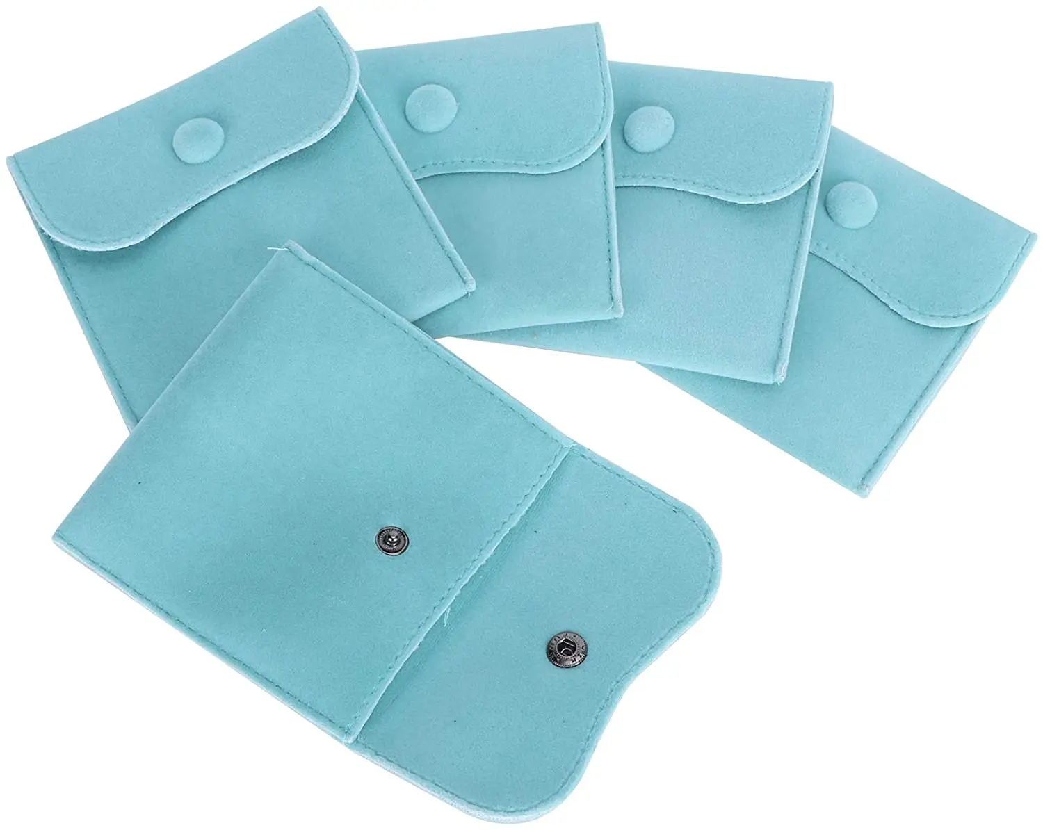 

Customized Color Blue Microfibre 10*10CM Snap Button Jewelry Pouch Bags Christmas Gift Bags Linen Gift Packaging Communication