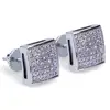 Wholesale Earrings Gold Thread Men's Ear Studs, Big Square Cubic Zirconia Mens Earrings Earring Jewelry