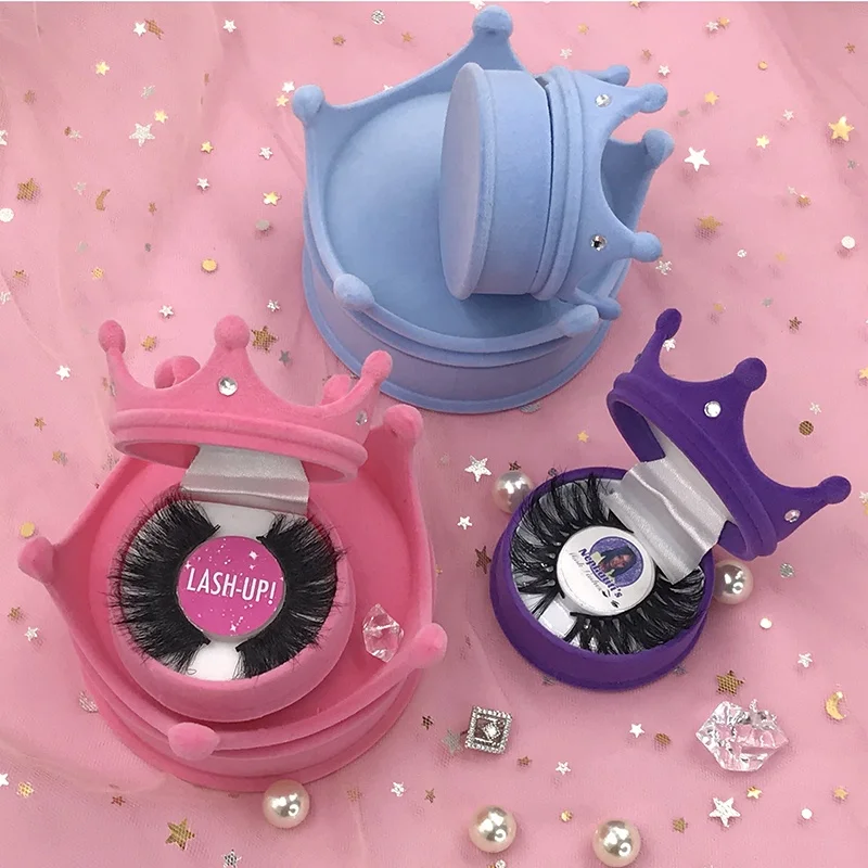 

crown package mix 3d5d mink eyelashes wholesale baby pink paper lash box flexible band lashes