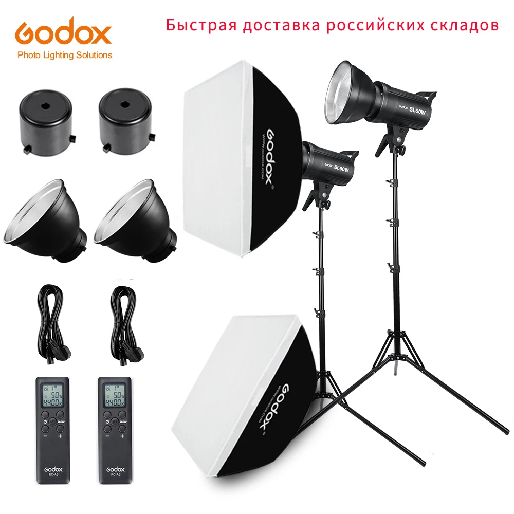 

2x Godox SL-60W 60Ws 5600K Studio LED Continuous Photo Video Light + 2x 1.8m Light Stand + 2x 60x90cm Softbox LED Light Kit, Other