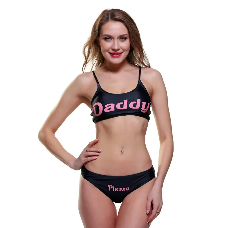 

Velsatis 2021 Swimwear Women Letter Printed Two Piece Swimsuit Beach Bikini Girl Sexy, Shown