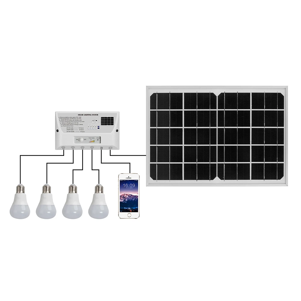 2020 home use solar power phone charger LED lighting system solar panel kit