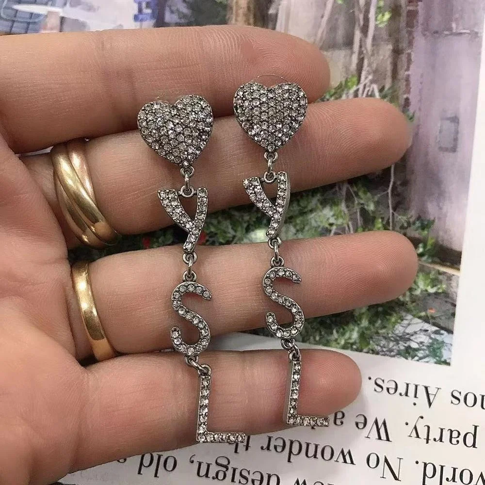 

NeeFu WoFu New women's fashion popular zinc alloy big earrings exquisite handmade accessories rhinestone long earrings cross pe, Golden