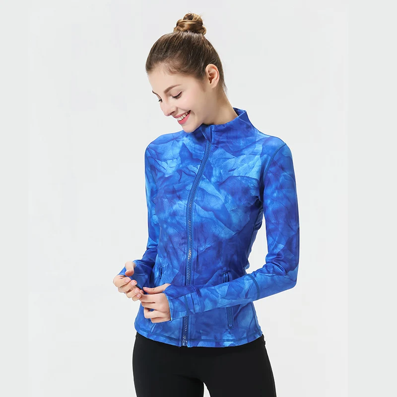 

Women's Thumb Jackets 2019 New Long Sleeve Running Coat Yoga Gym Fitness Tight Tops Quick-Dry Breathable Sports Jacket Women