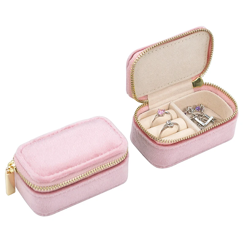 

custom logo printed joyero organizador boxes luxury small mini travel jewellery case storage ring pu leather jewelry gift box